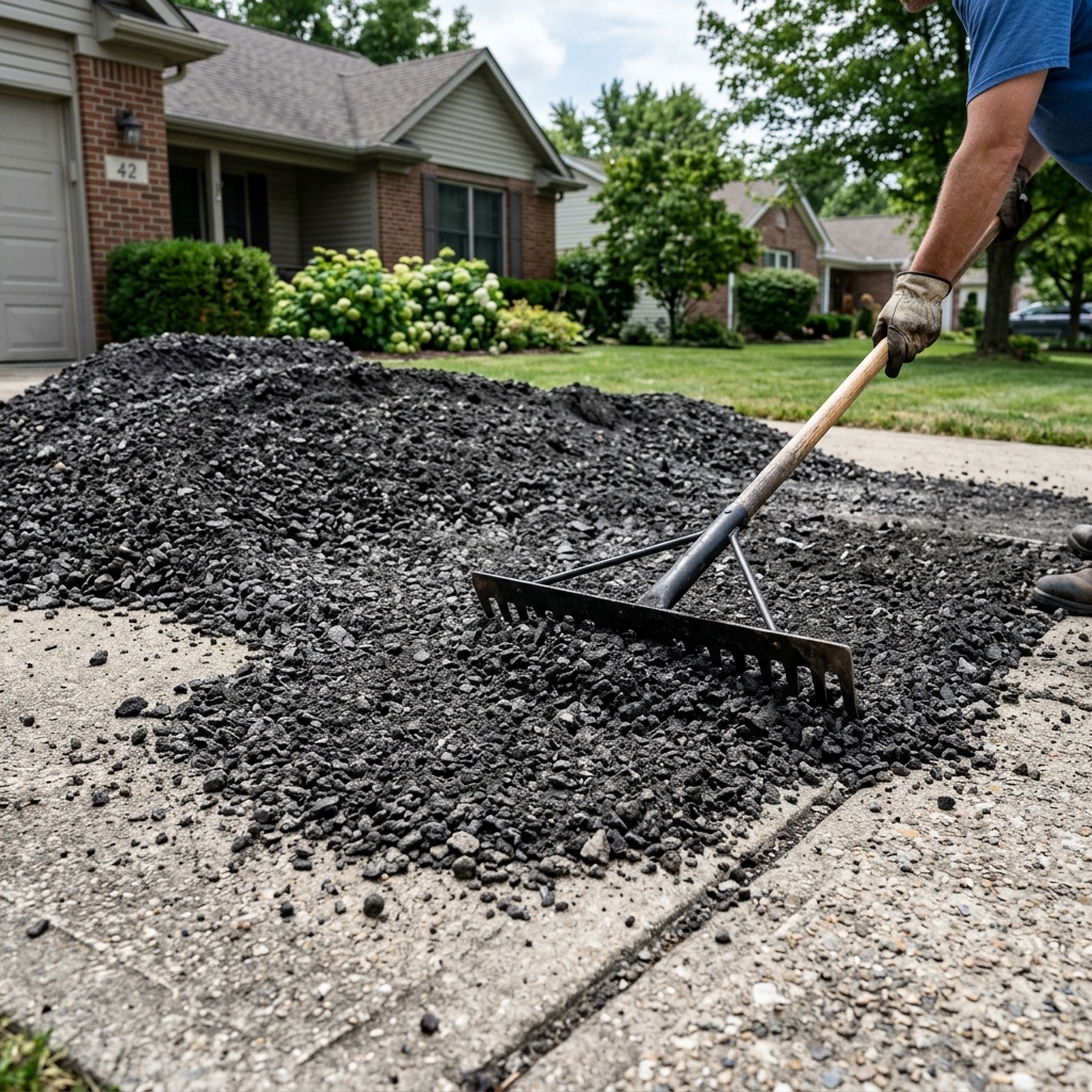 Recycled asphalt millings (RAP) being spread on a residential driveway — cost guide 2026