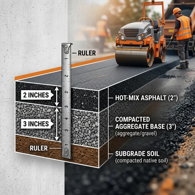 Asphalt thickness cross-section