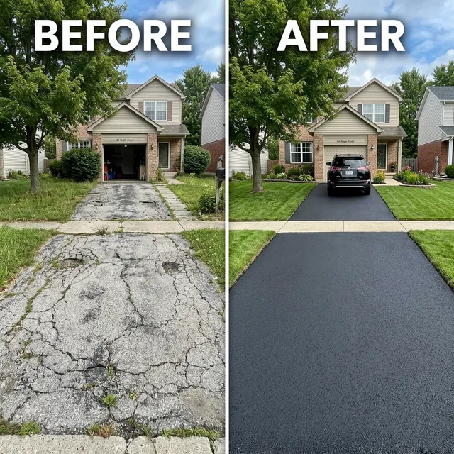 How long does an asphalt driveway last — old cracked vs new smooth asphalt comparison